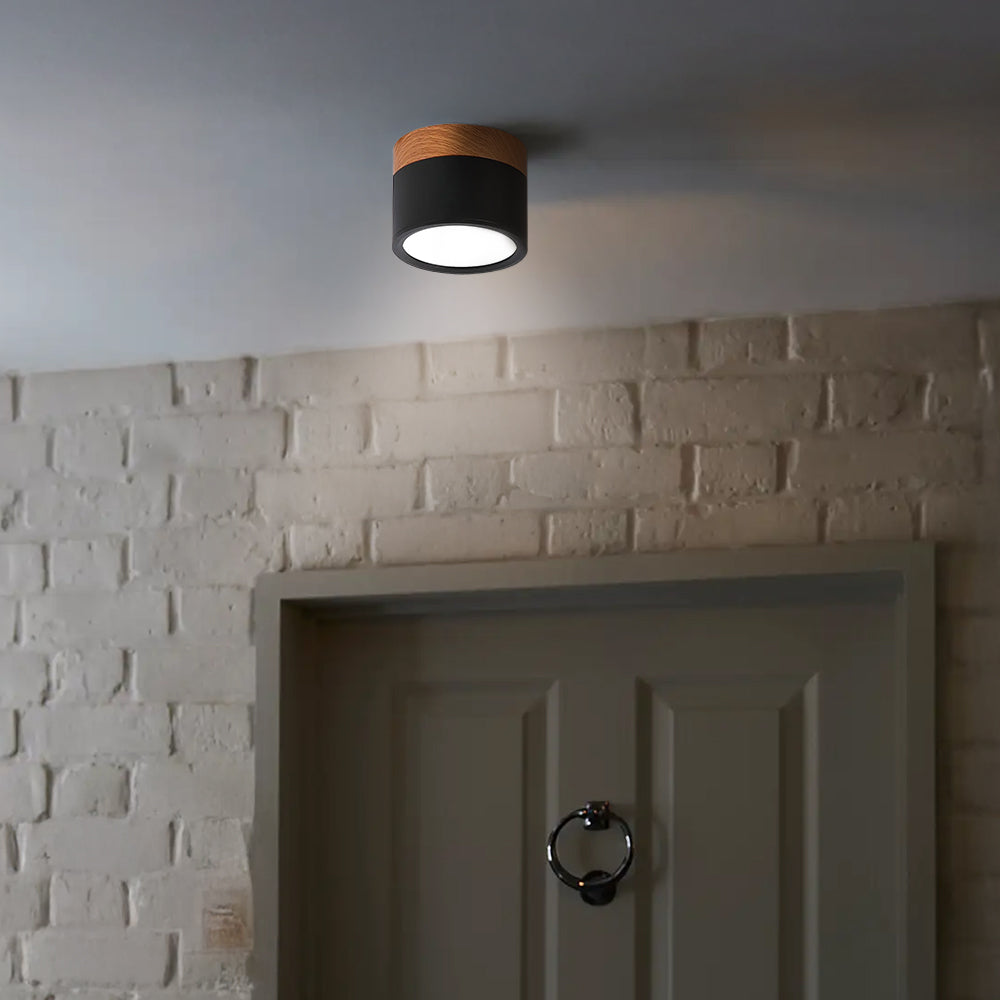 Ceiling Lamp – Aluminum with Wood Accent, Modern Design for the Entryway, Dining Room, or Living Room