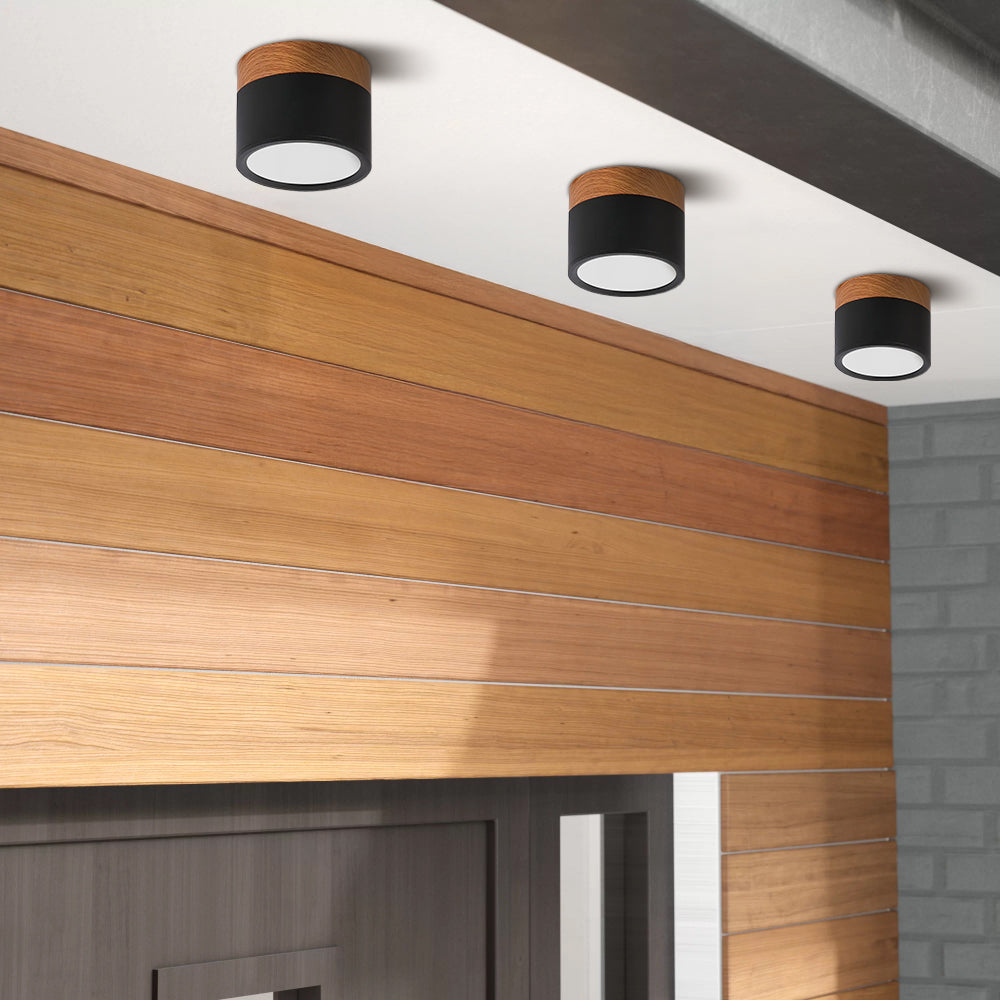 Ceiling Lamp – Aluminum with Wood Accent, Modern Design for the Entryway, Dining Room, or Living Room