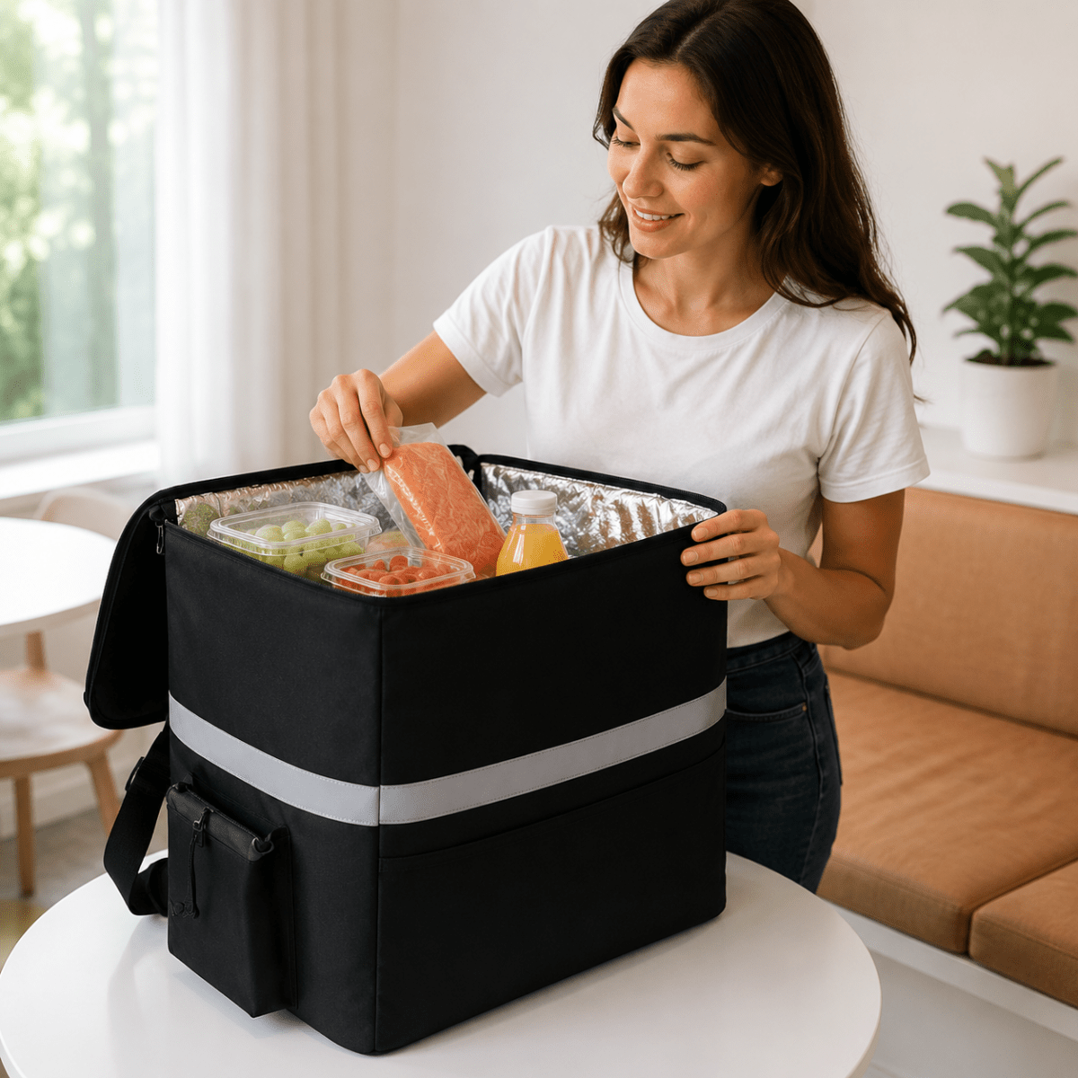 Thermotas – Insulated, Black, for Food and Drinks on the Go, Ideal for Picnics and Grocery Shopping