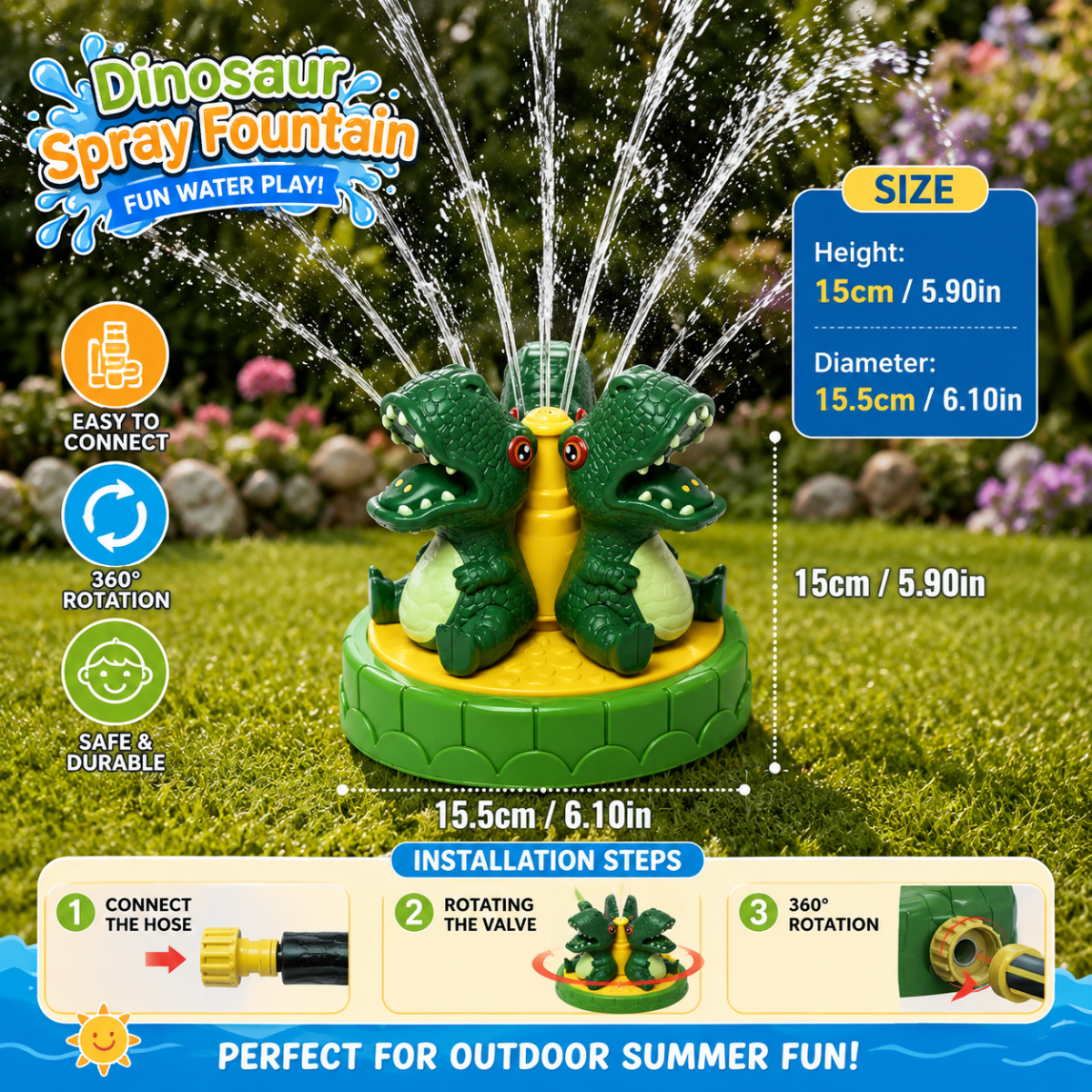 Dinosaur Water Sprinkler – Interactive Garden Toy for Refreshing Summer Fun Outdoors
