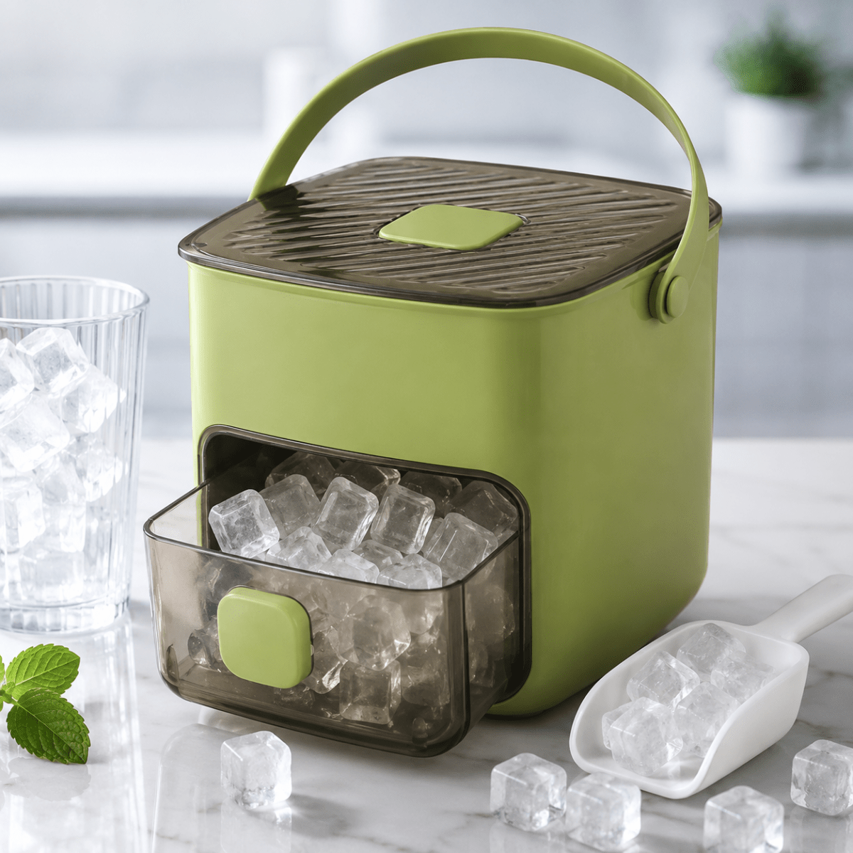 Compact Ice Cube Maker – Portable, White Design for Home, Parties, or Camping