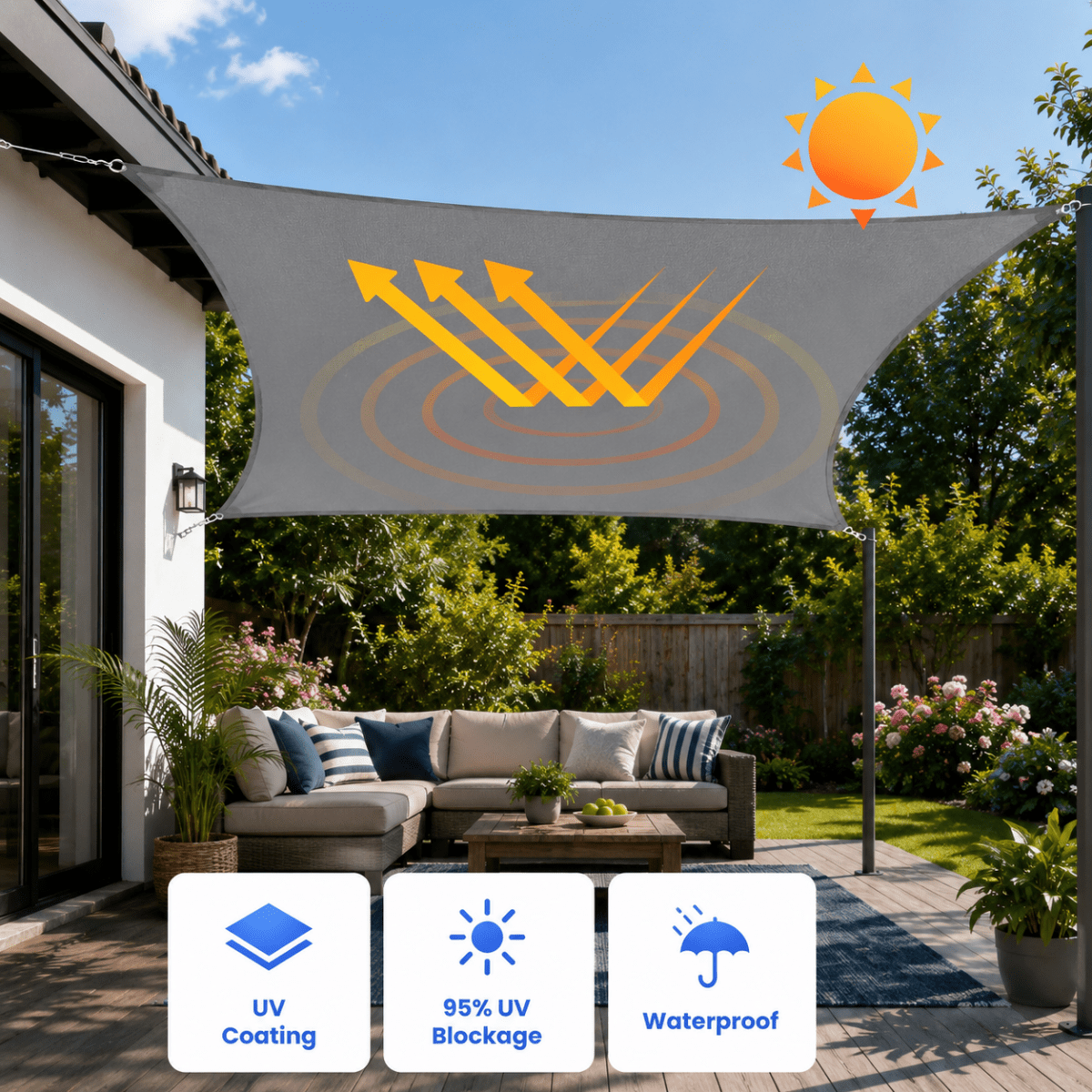 Triangular Sunshade – HDPE, Modern Design for the Garden, Patio, or Balcony