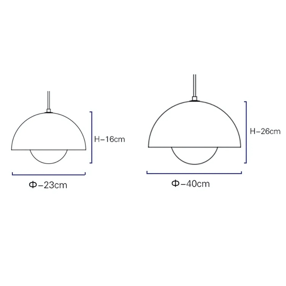 Scandinavian Pendant Light – Matte Black, Semi-Circular Shape for the Dining Room or Living Room
