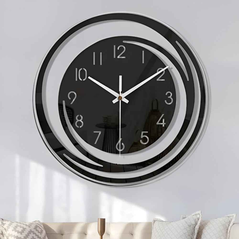 Modern Wall Clock – Black Acrylic, Minimalist Design for Living Room or Bedroom