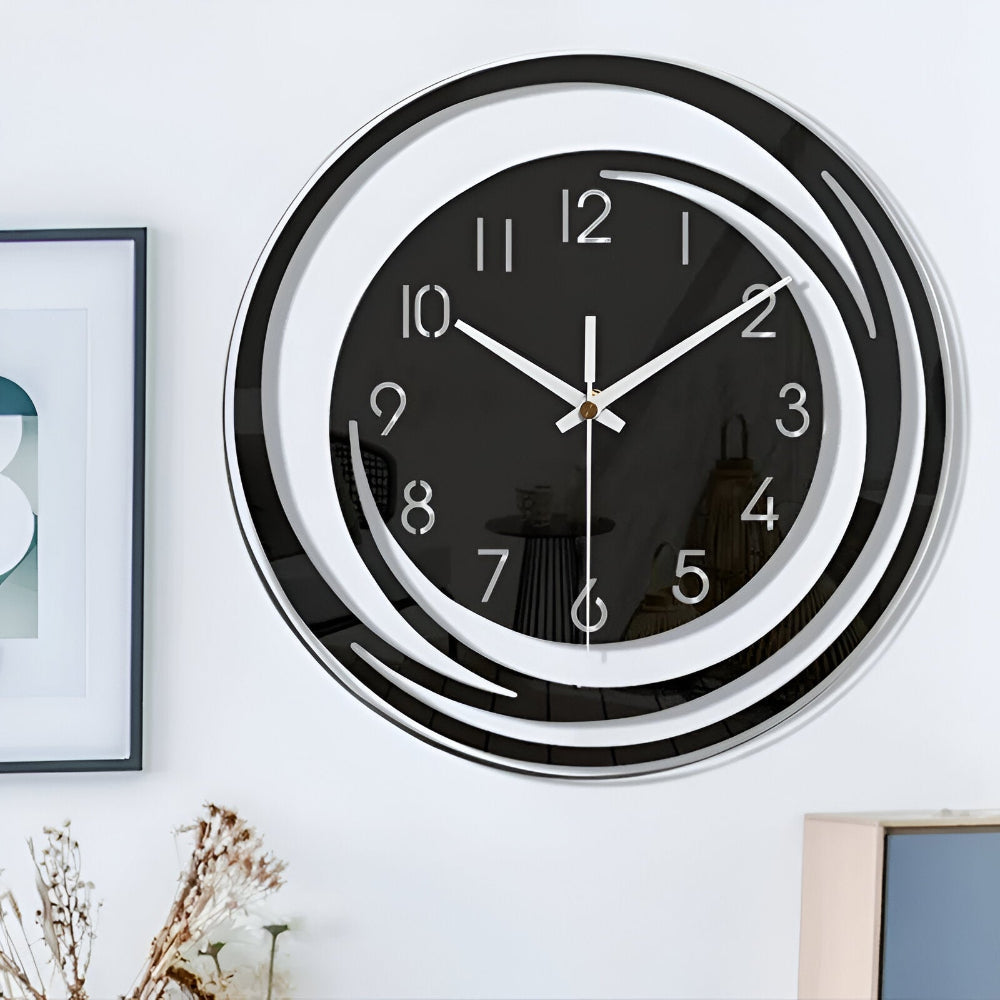 Modern Wall Clock – Black Acrylic, Minimalist Design for Living Room or Bedroom