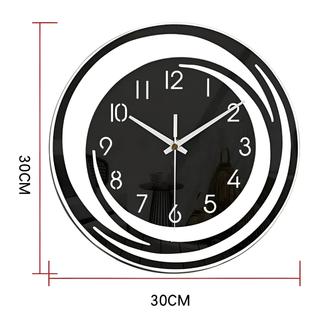 Modern Wall Clock – Black Acrylic, Minimalist Design for Living Room or Bedroom