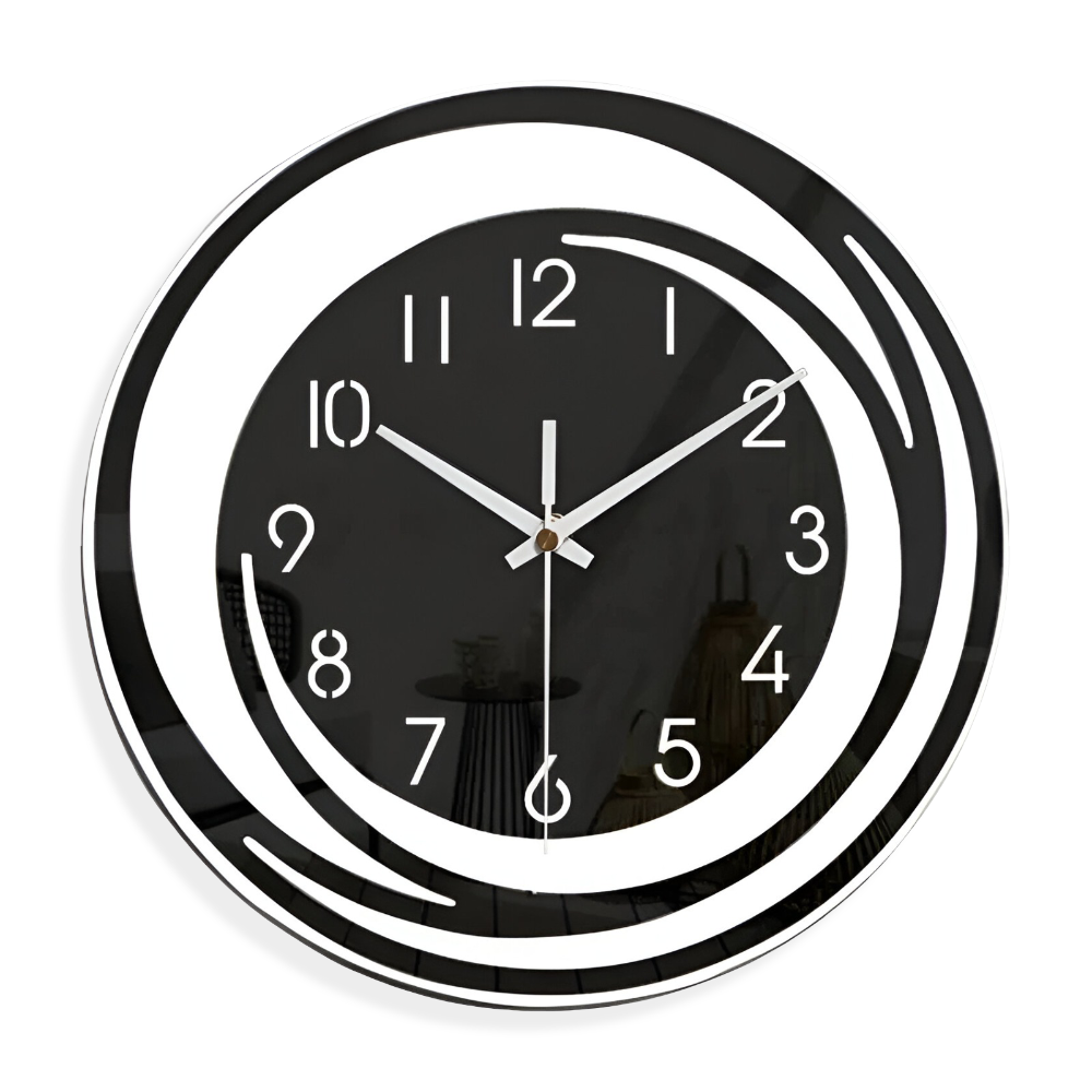 Modern Wall Clock – Black Acrylic, Minimalist Design for Living Room or Bedroom