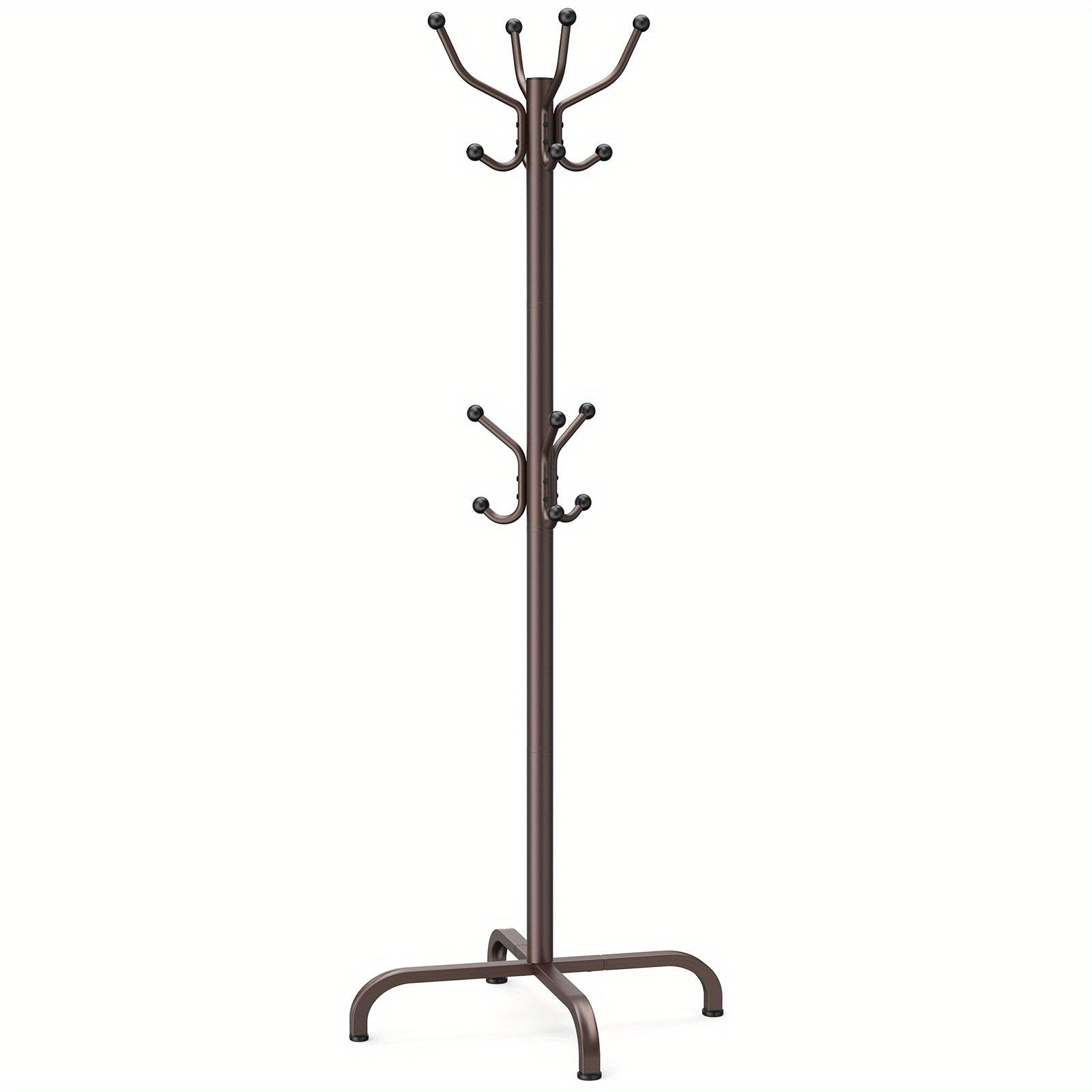 Adjustable Clothes Rack – Black Metal with 14 Hooks for Hallway or Bedroom