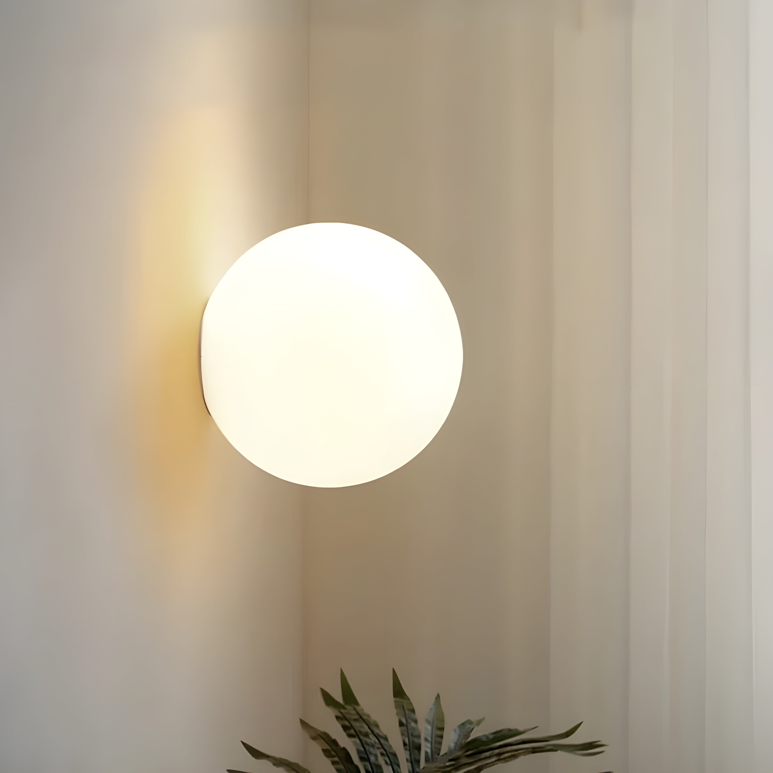 Væglampe Frostet Glas Rund Globe - Moderne Metalbase