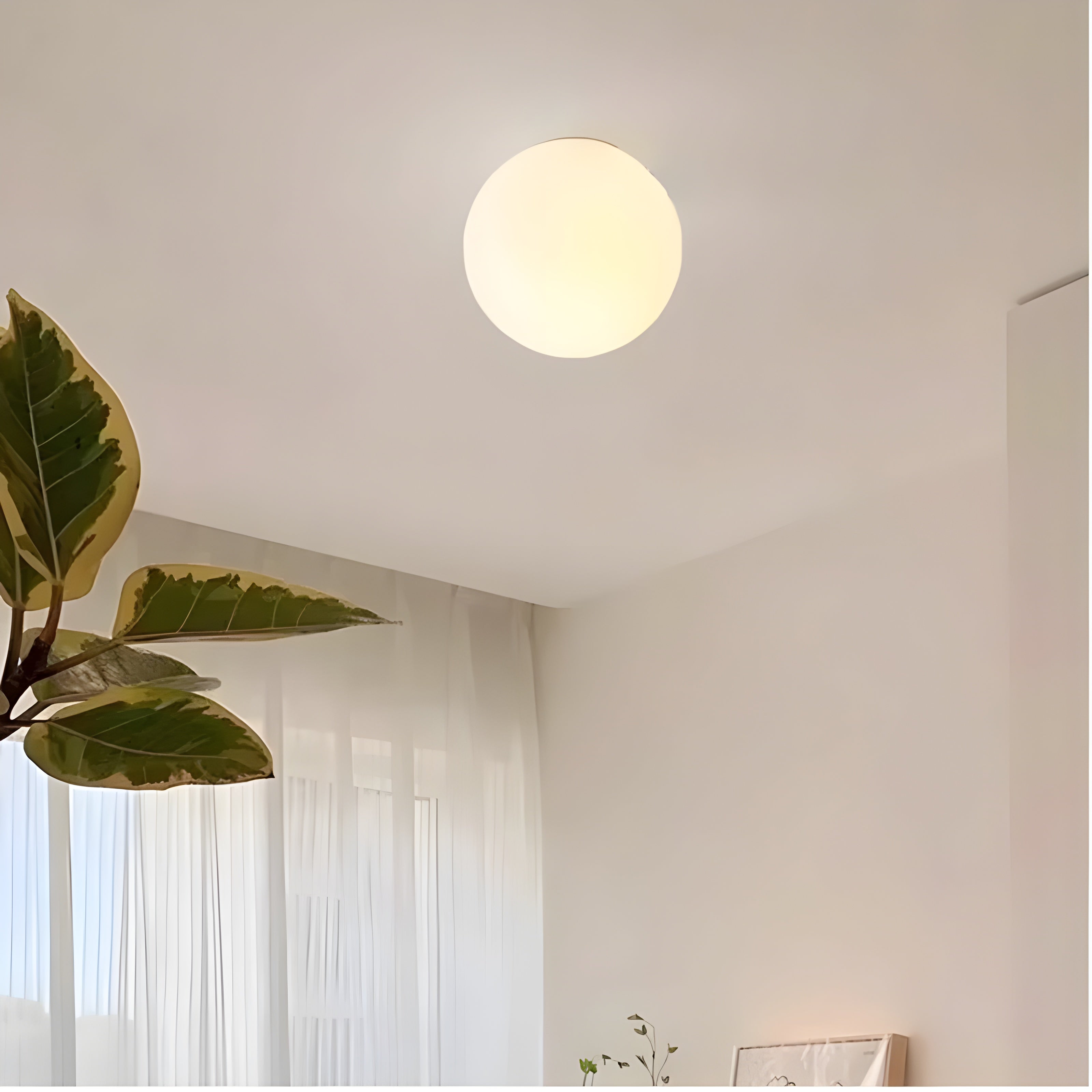 Væglampe Frostet Glas Rund Globe - Moderne Metalbase