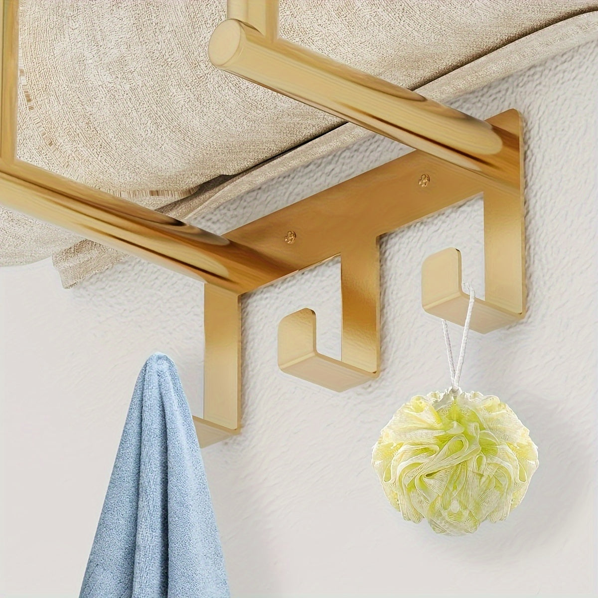 Håndklædehouder – Rustfrit Staal met Gouden Accenten, Modern Design voor Badkamer of Gæstetoilet
