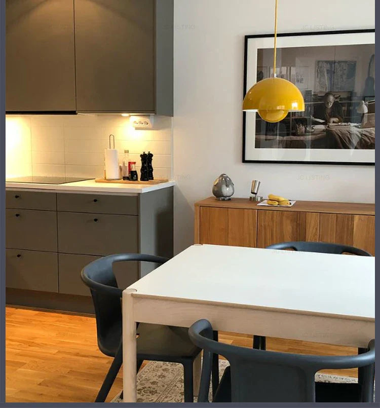 Scandinavian Pendant Light – Matte Black, Semi-Circular Shape for the Dining Room or Living Room