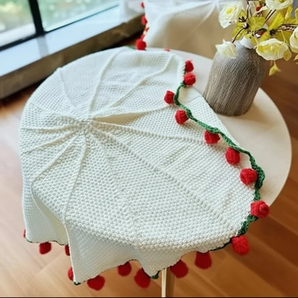 Cotton Plaid – Rose Pattern, Decorative Throw Blanket for Sofa or Bed