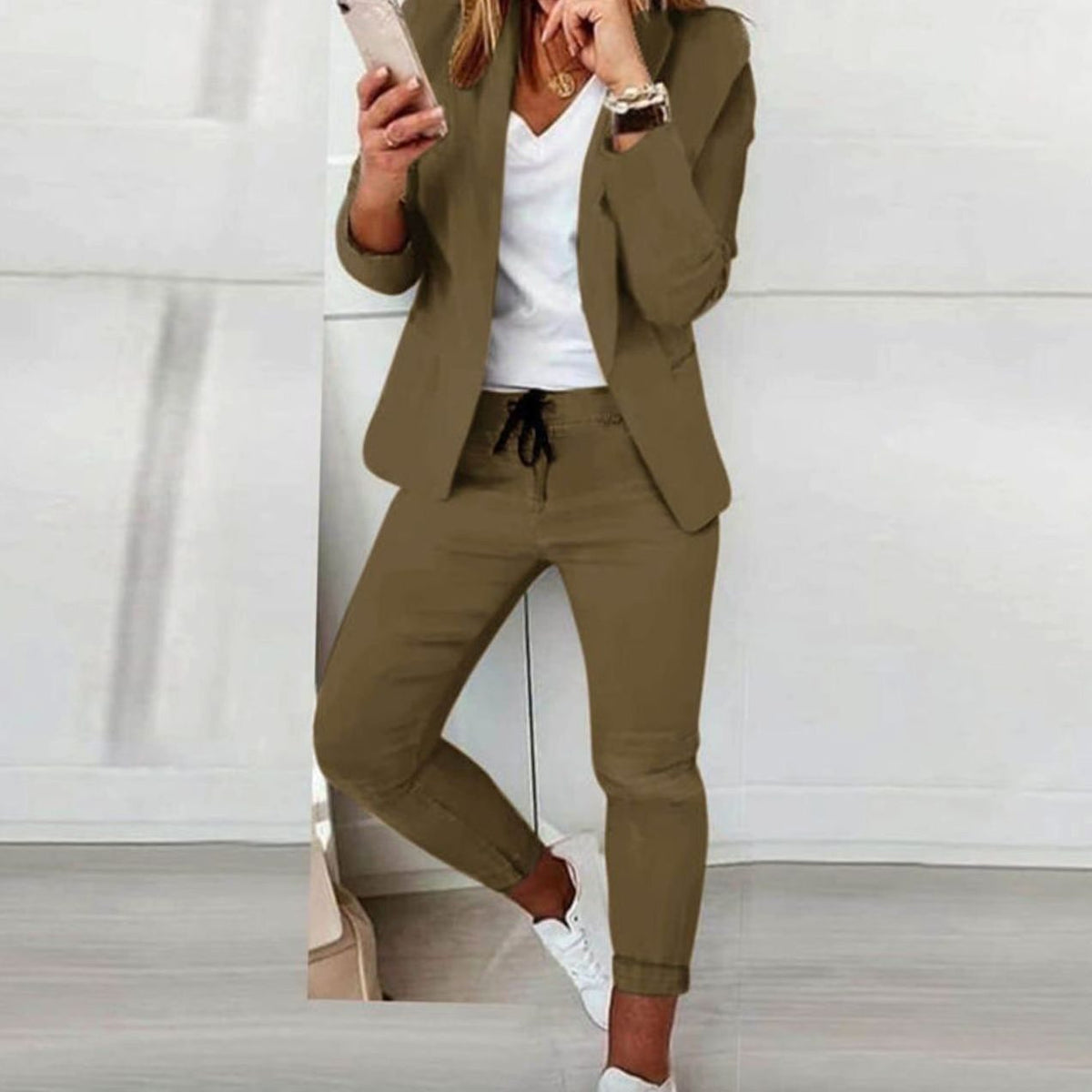 Hannah | Damen Lässiges Blazer Jogger Set Freizeitanzug Kordelzug 5