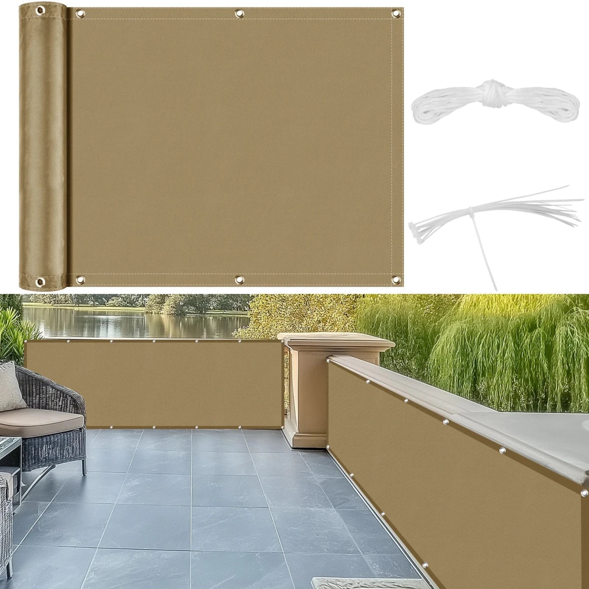 Privacy Screen – Polyester, Protective Design for Balconies or Patios