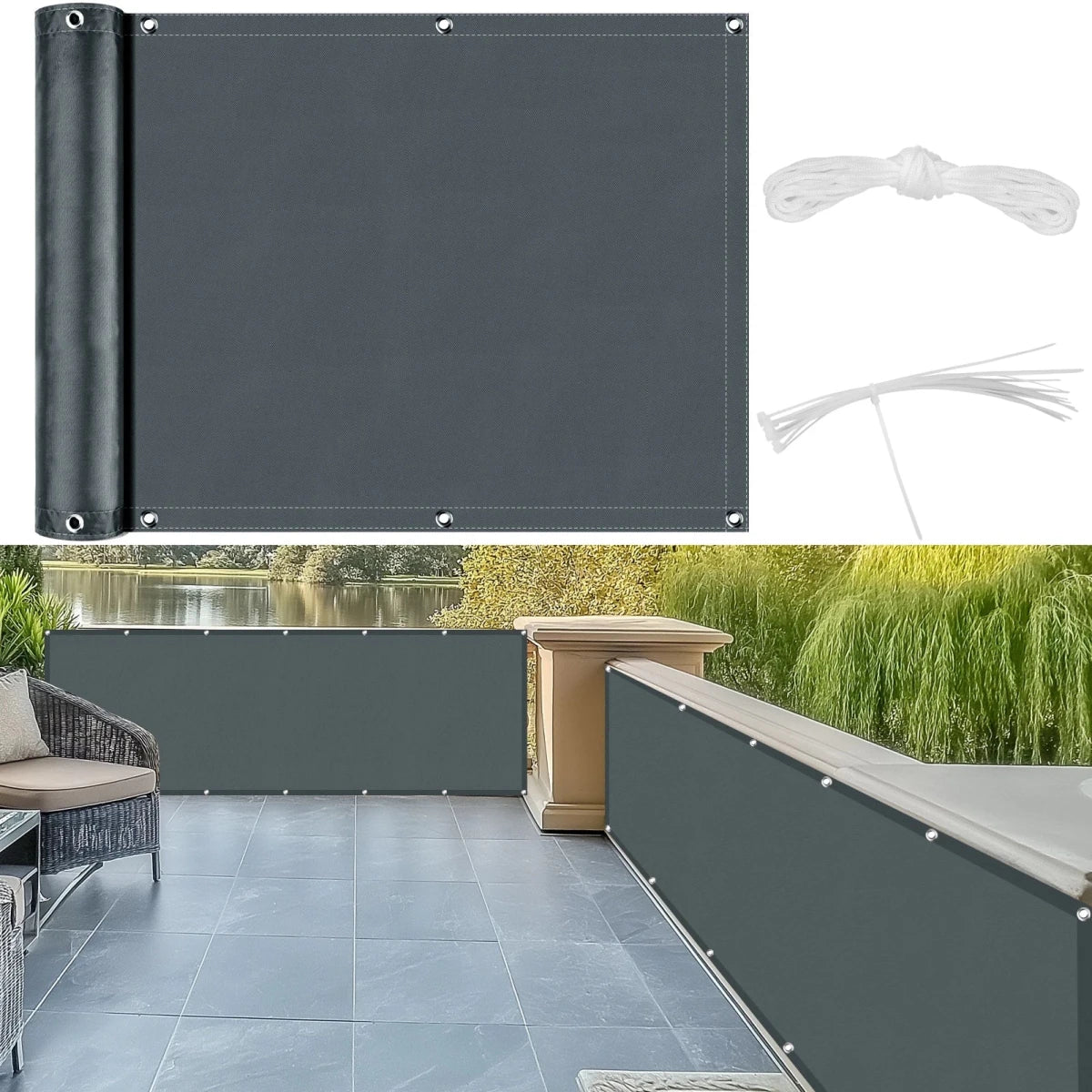 Privacy Screen – Polyester, Protective Design for Balconies or Patios