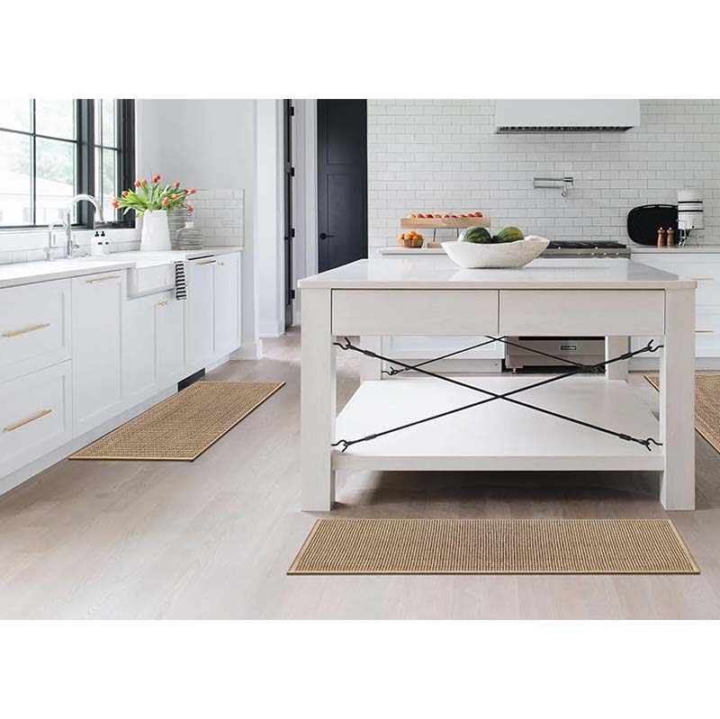 Woven Kitchen Mat – Gray, Scandinavian Design with Non-Slip Rubber Base for Modern Kitchen Decor