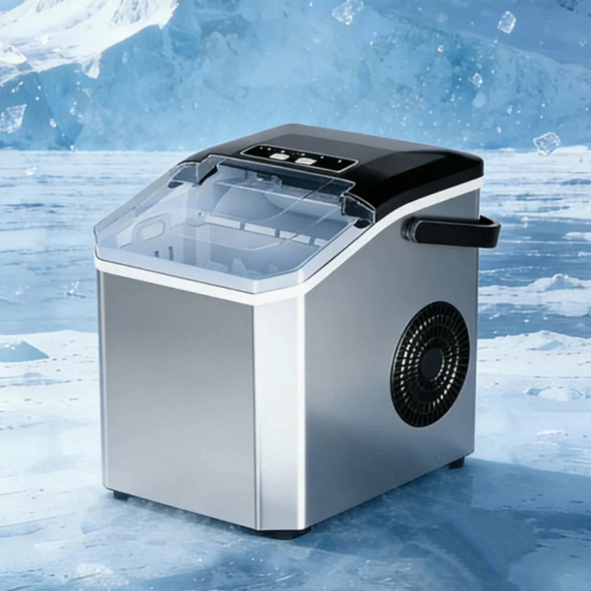 Compact Ice Maker – Automatic Ice Cube Maker with Transparent Lid for the Kitchen, Office, or Parties