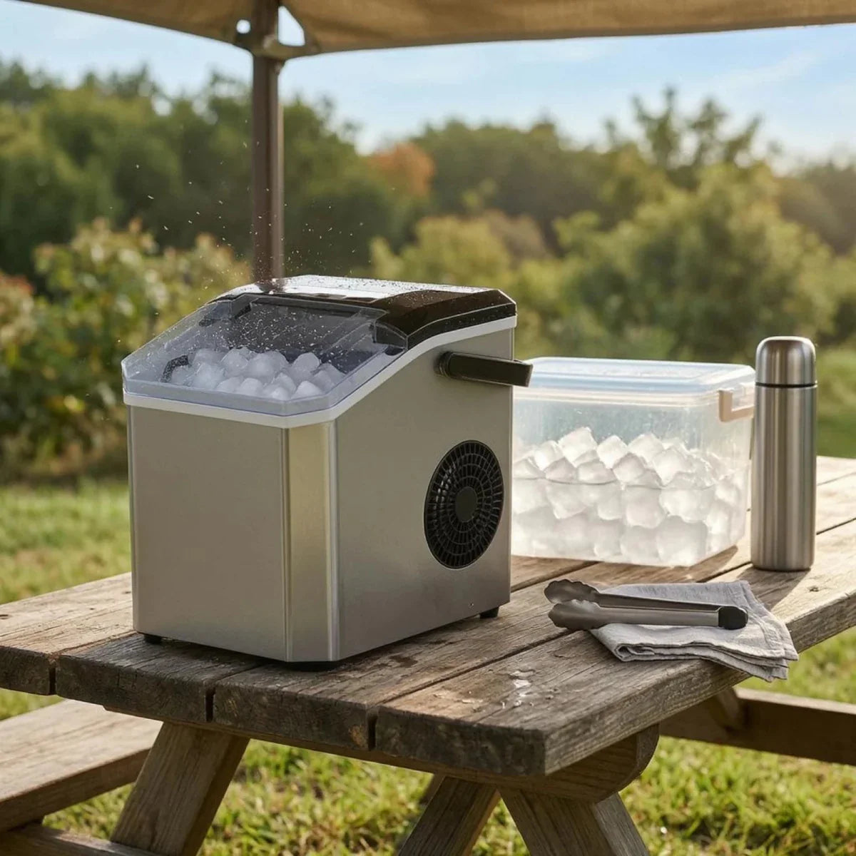 Compact Ice Maker – Automatic Ice Cube Maker with Transparent Lid for the Kitchen, Office, or Parties