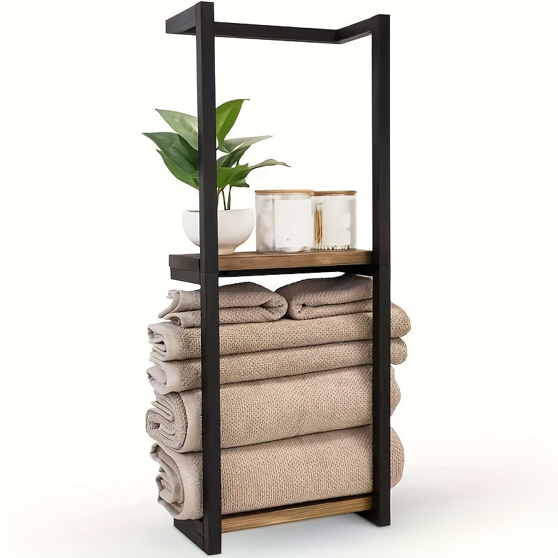 Bathroom Wall Shelf – Modern Carbon Steel, Rustic Design for Towels and Cosmetics