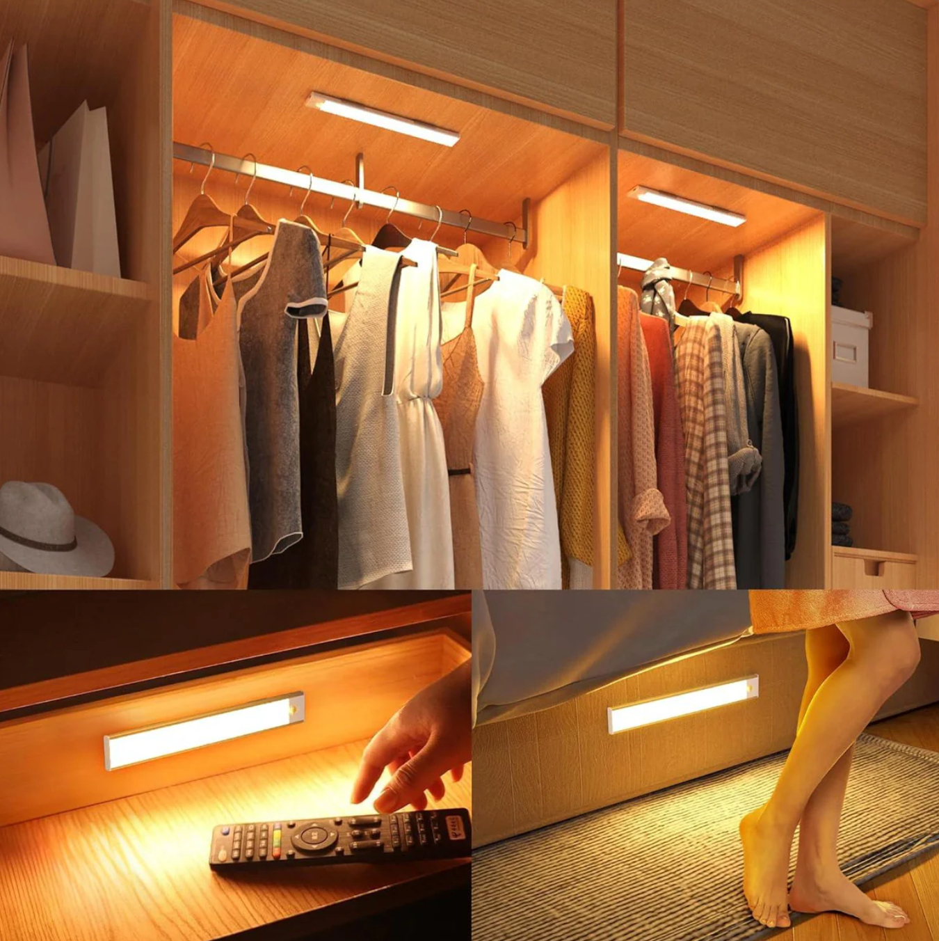 Wireless LED sensor lamp – aluminum, modern design with motion sensor for bedroom or hallway