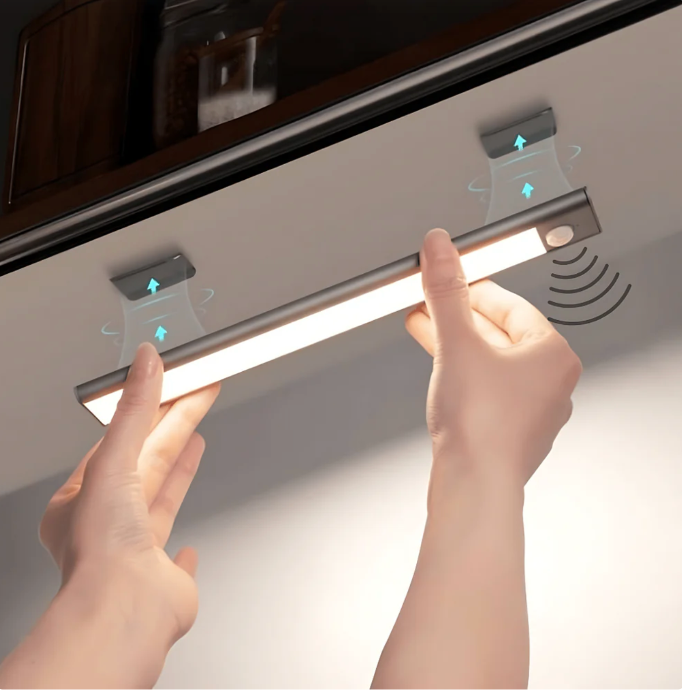 Wireless LED sensor lamp – aluminum, modern design with motion sensor for bedroom or hallway