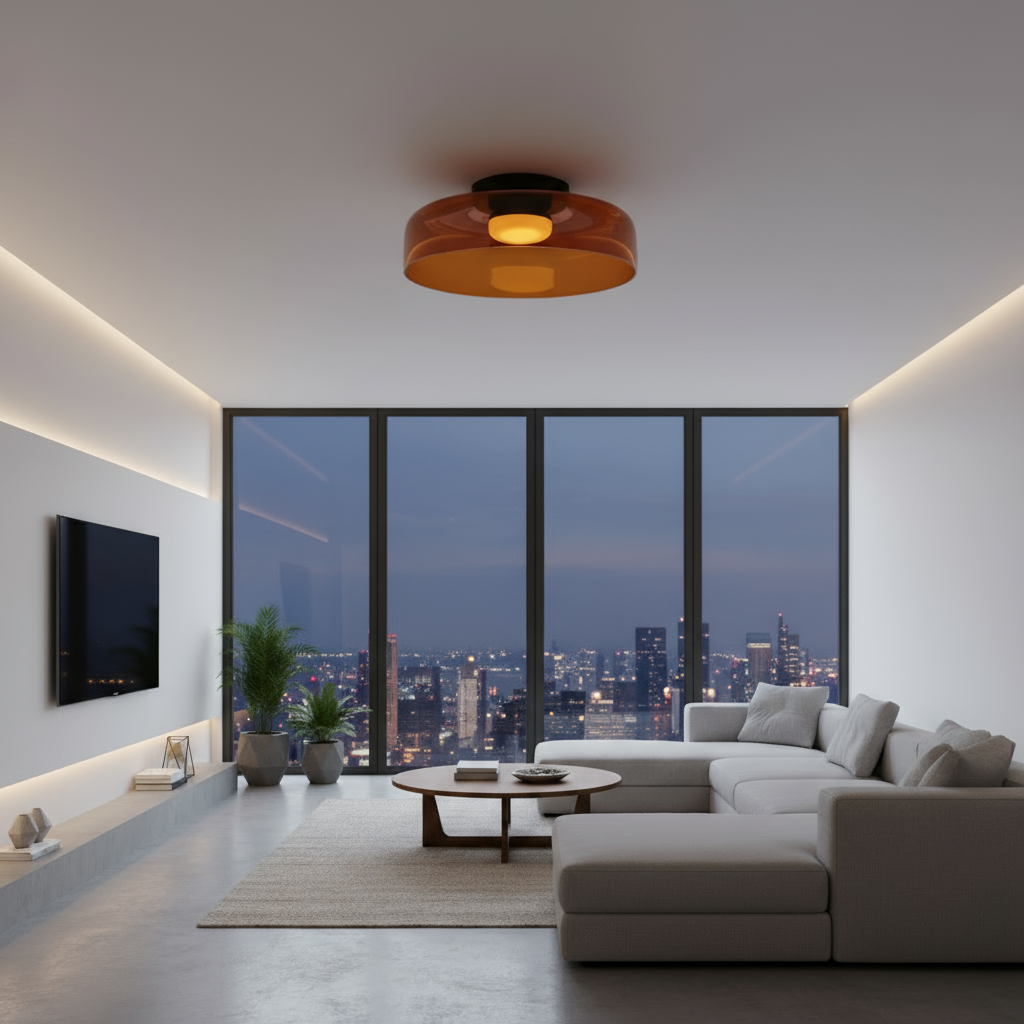 Scandinavian Glass Ceiling Lamp – Modern Design with Three-colored LED for Living Room or Dining Room