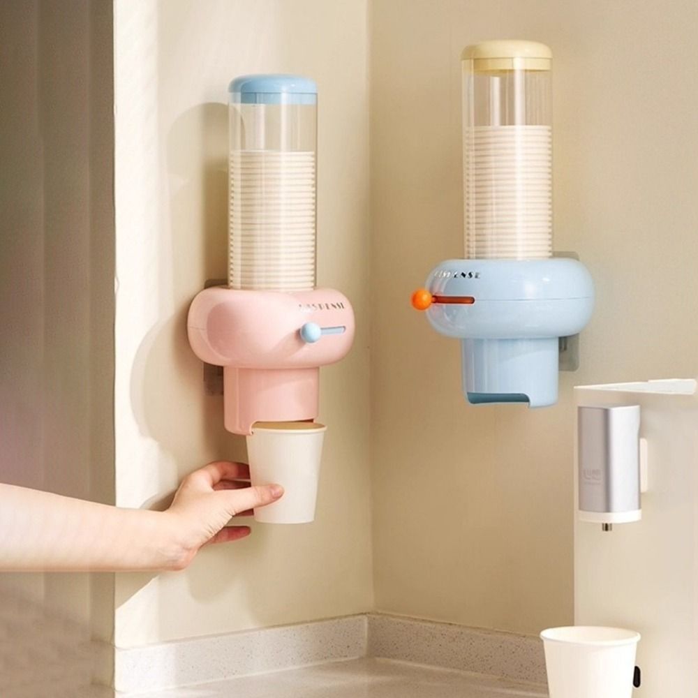 Wall-mounted Becher Dispenser – Compact, White Plastic for Kitchen or Office