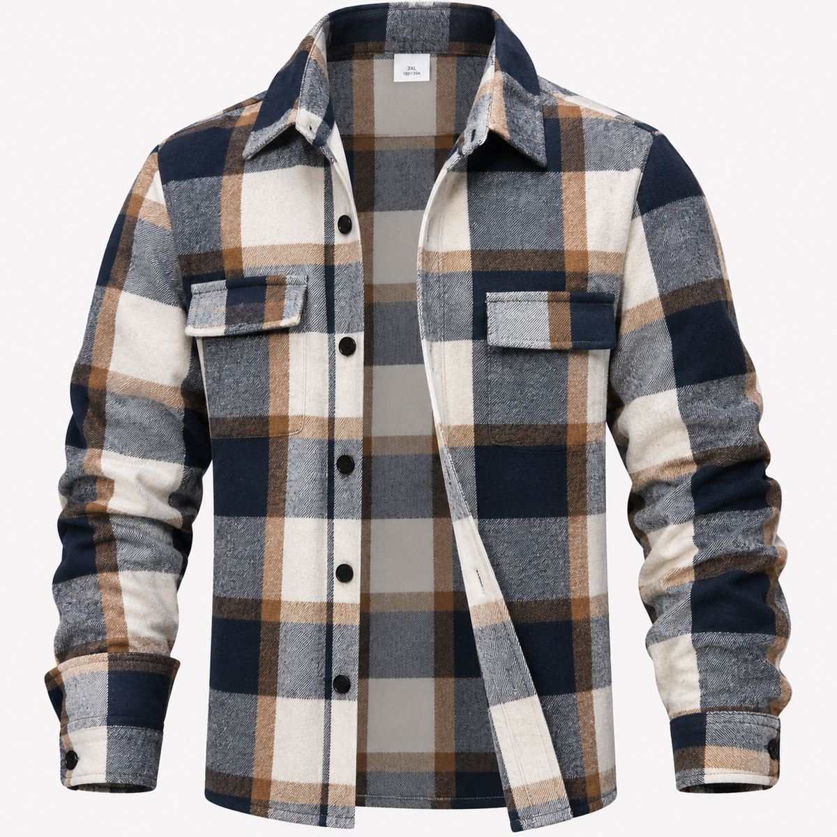Herreskjorte i Ternet Flannel med Knapper og Lange Ærmer