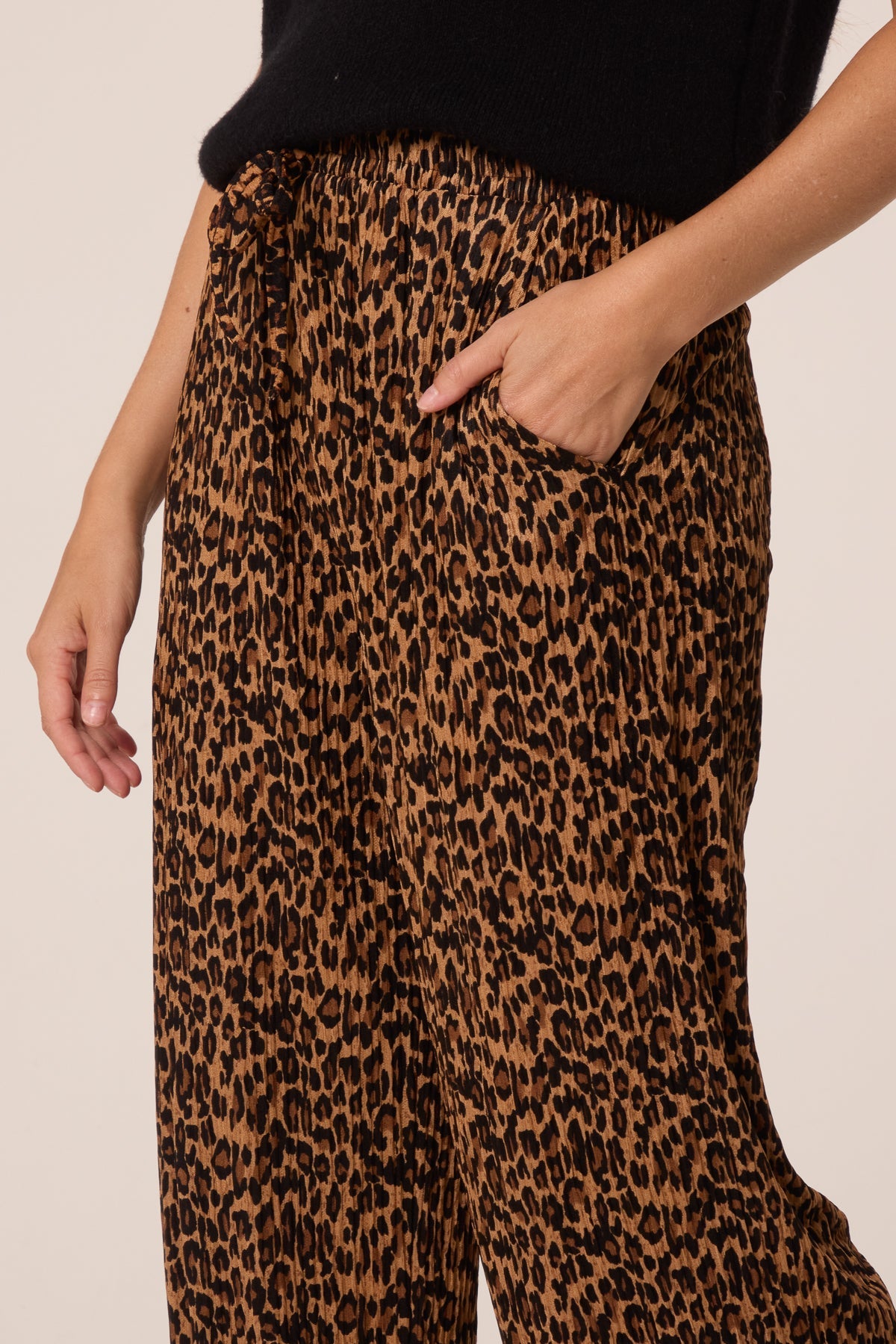 Dame Bukser Wide Leg med Leopardprint