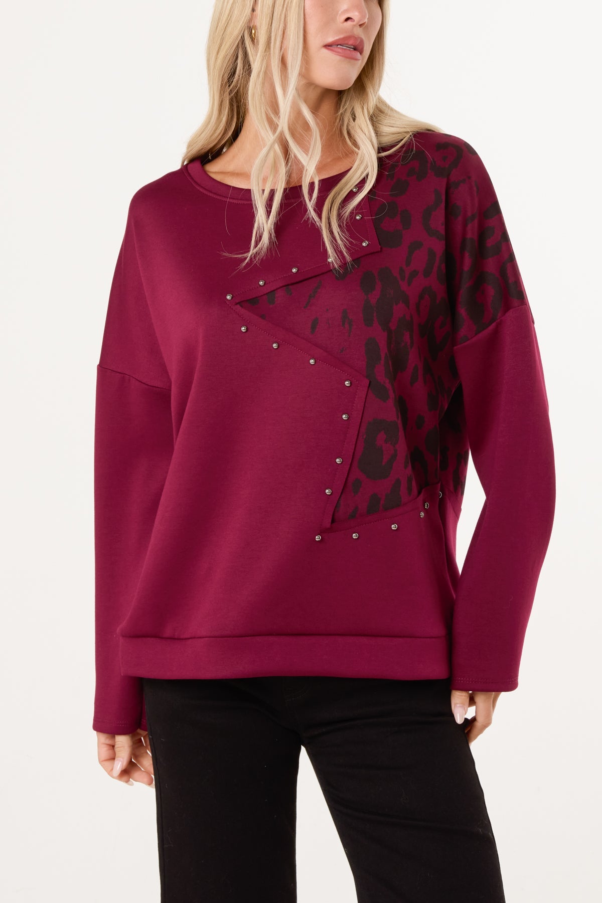 Dame Trøje med Nitter og Stjernedetaljer - Strikket Pullover
