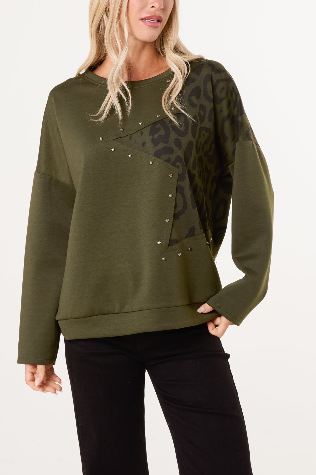 Dame Trøje med Nitter og Stjernedetaljer - Strikket Pullover