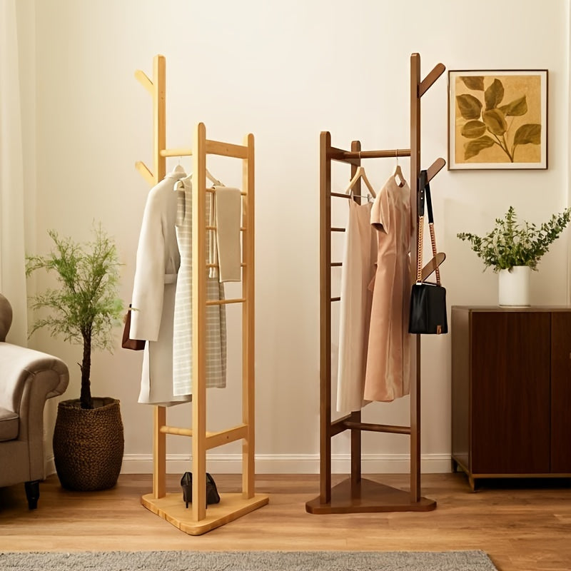 Bamboo Clothes Rack – Sturdy, Decorative with Shelf and Hooks for Hallway, Bedroom or Guesthouse