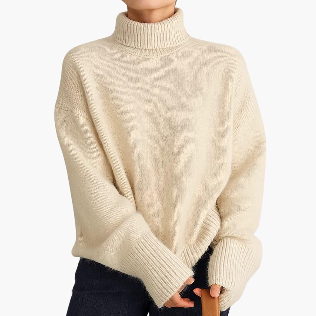 Dame Sweater Oversize Rullekrave – Varm Grov Strik