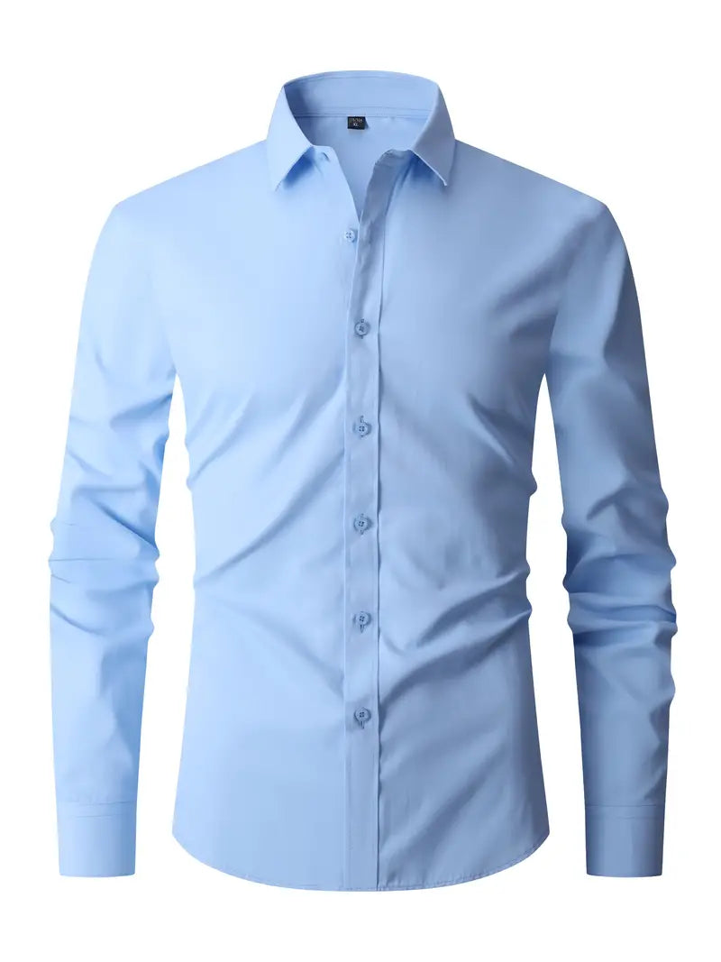 Herreskjorte Slim Fit med Lange Ærmer - Klassisk Krave