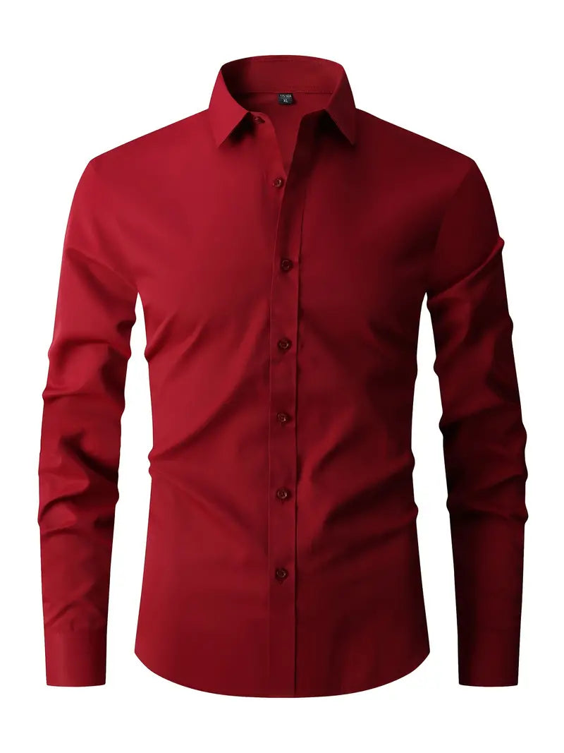 Herreskjorte Slim Fit med Lange Ærmer - Klassisk Krave