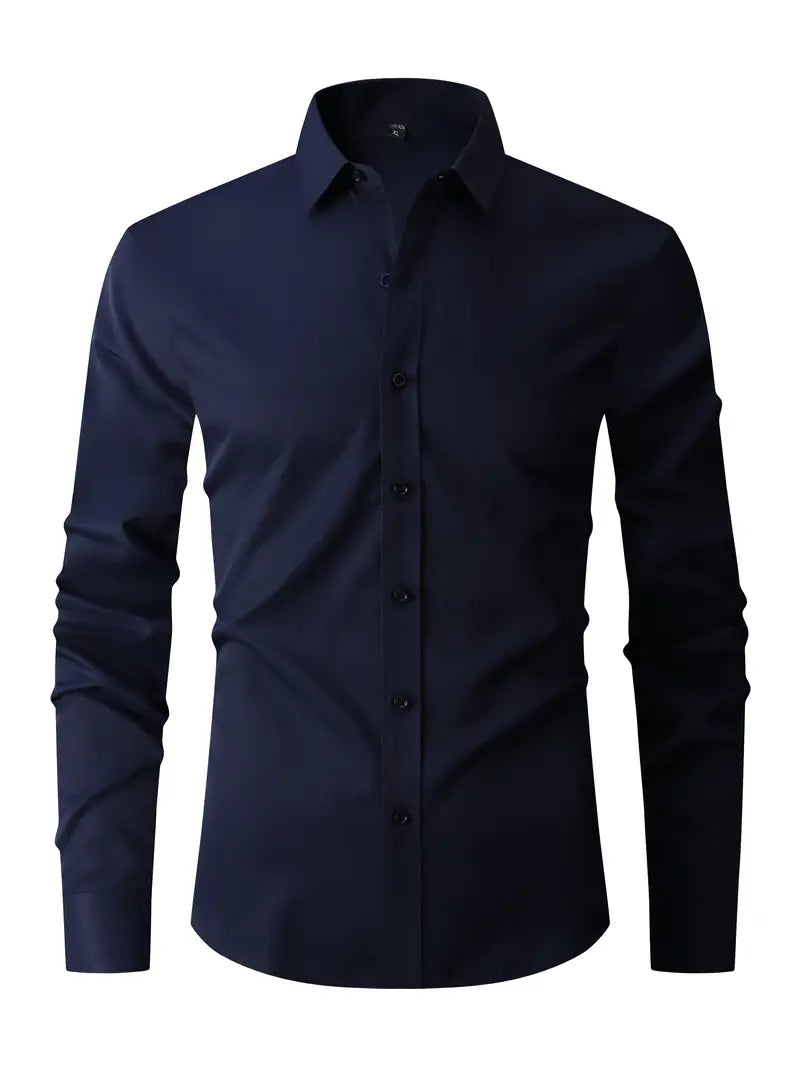 Herreskjorte Slim Fit med Lange Ærmer - Klassisk Krave