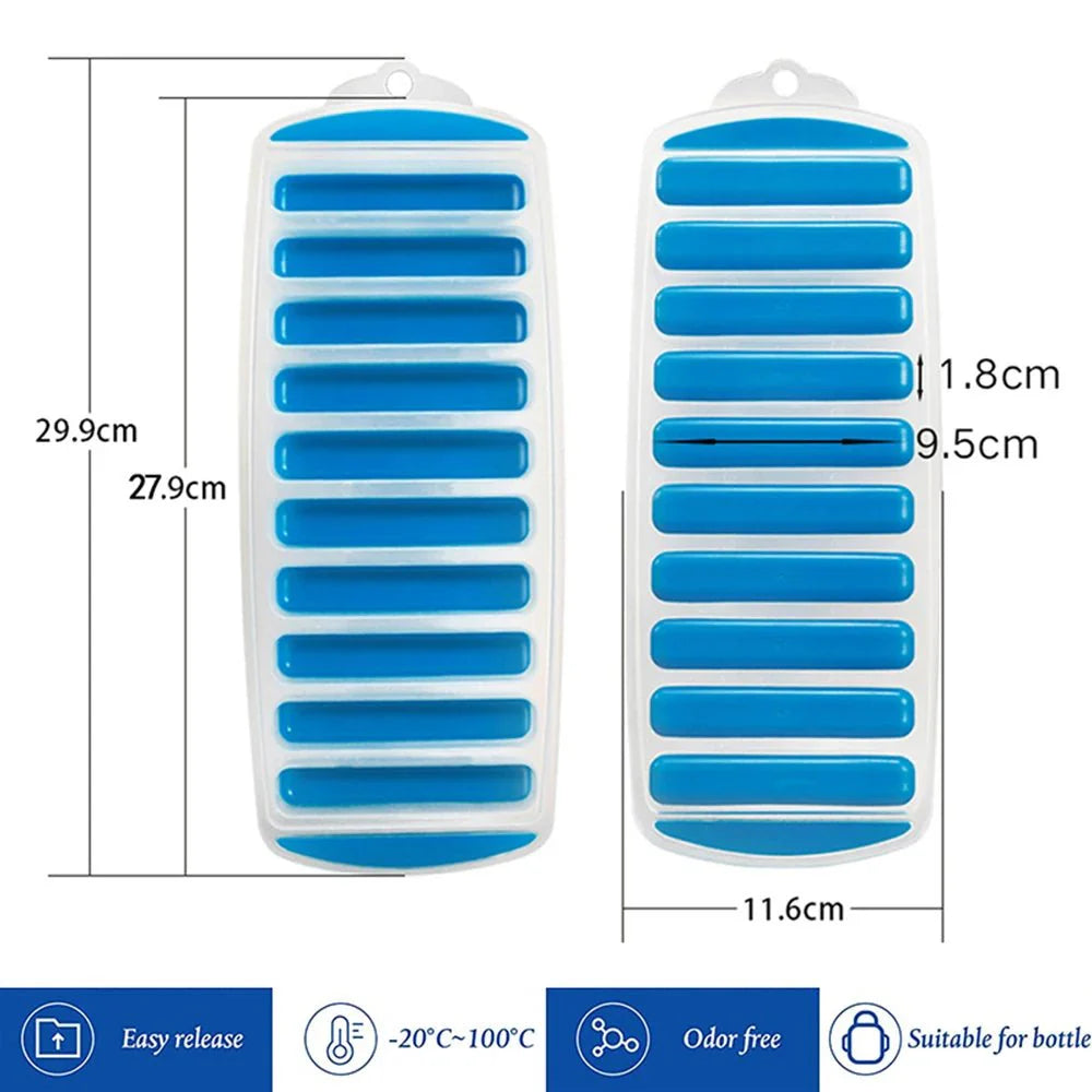 Silicone Ice Cube Tray – Pop-Out Design for Water Bottles and Narrow Drinking Cups