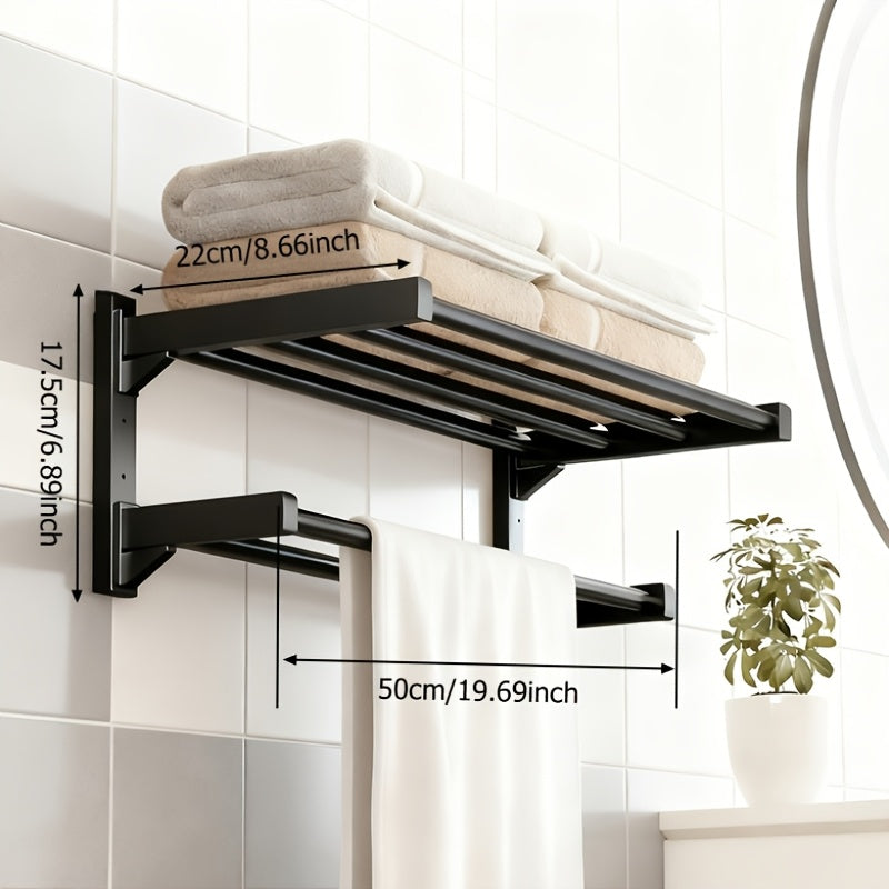 Flerlags håndklædeholder – sort metal, moderne design til badeværelse eller gæstetoilet