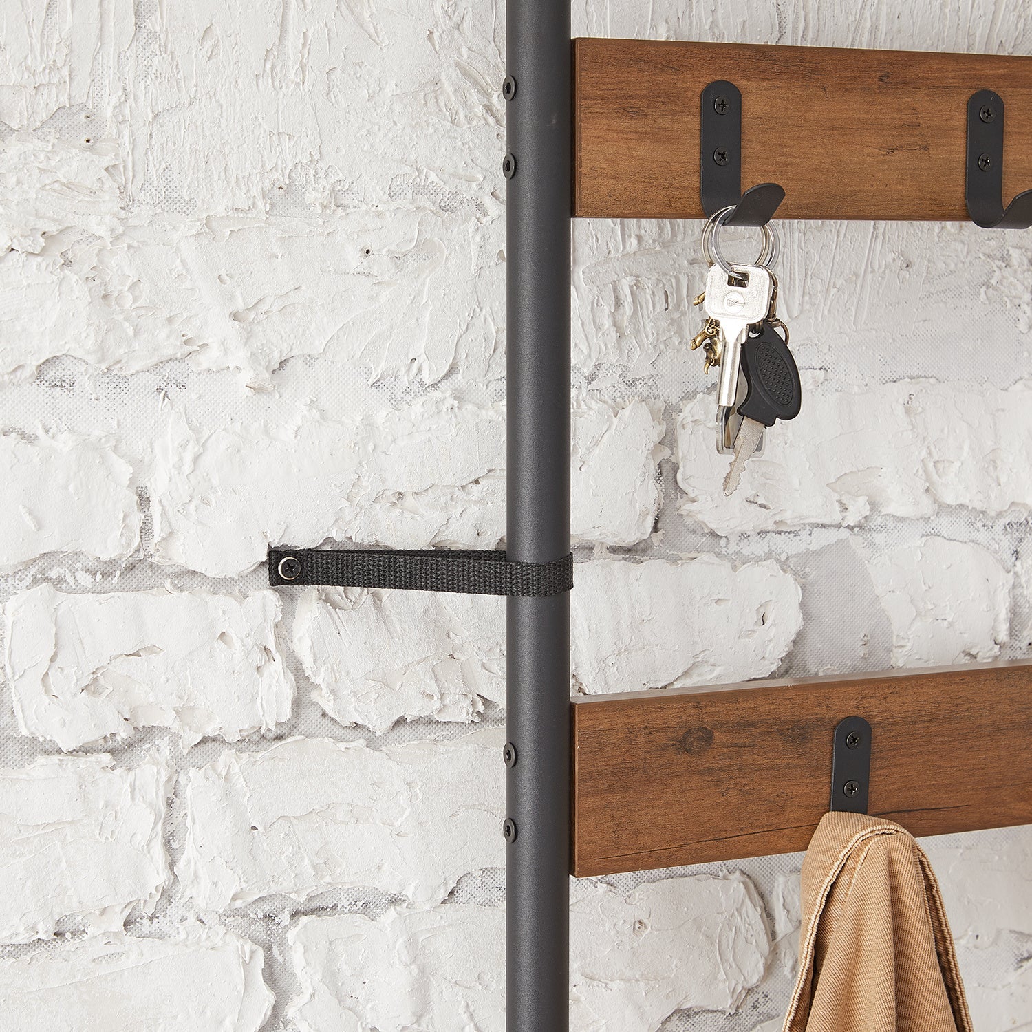 Metal Clothes Rack – Black, simple design with Shoe Shelf and Shelf for hallway or bedroom