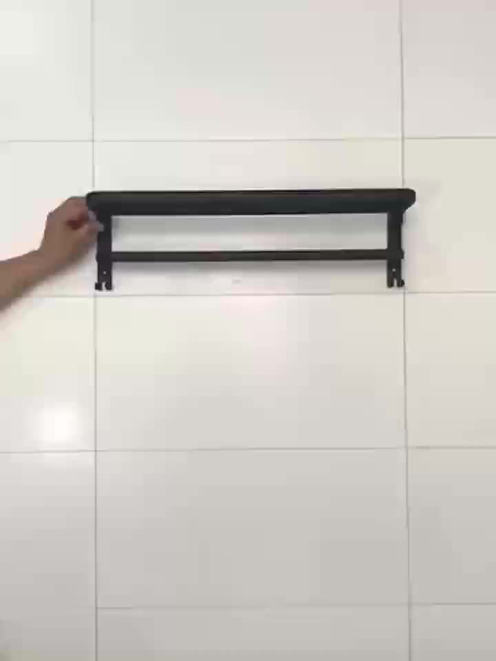 Håndklædehouder – Goudkleurig Staal, Modern Design voor Badkamer of Gæstetoilet met Pladsbesparende Hylde en Krogen