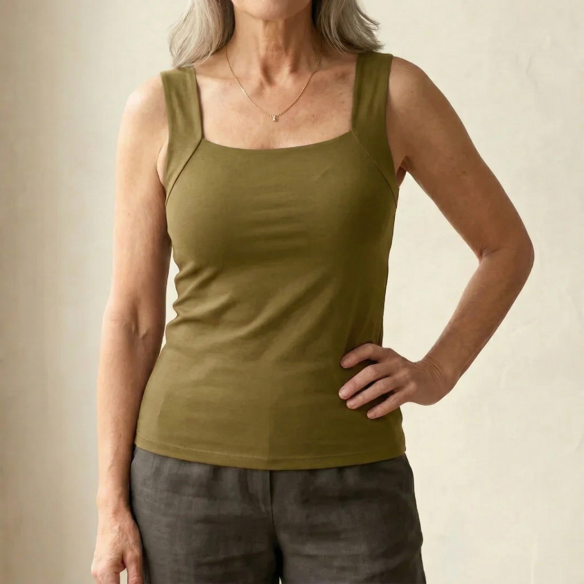 Dame Tanktop med Indbygget Bh - Blødt Jersey