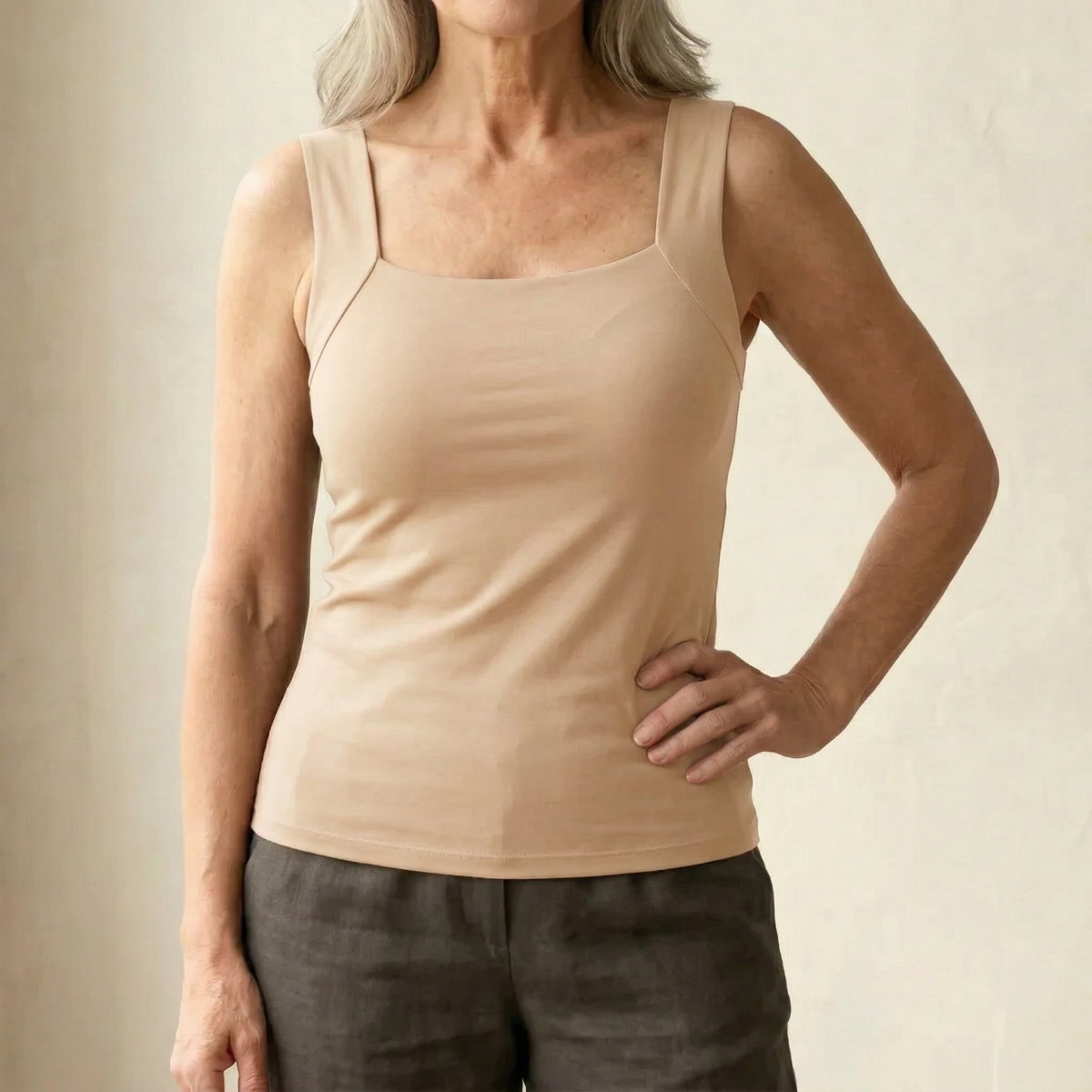 Dame Tanktop med Indbygget Bh - Blødt Jersey