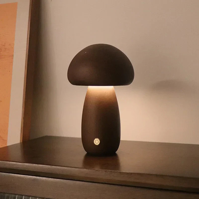 Wood Mushroom Lamp – Playful LED Lighting with Touch Control for Children or Cozy Corners