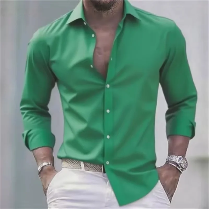 Herreskjorte Slim Fit med Knapper – Langærmet Casual Skjorte