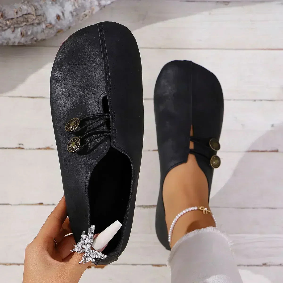 Dame Loafers i Ruskind med Elastiklukning
