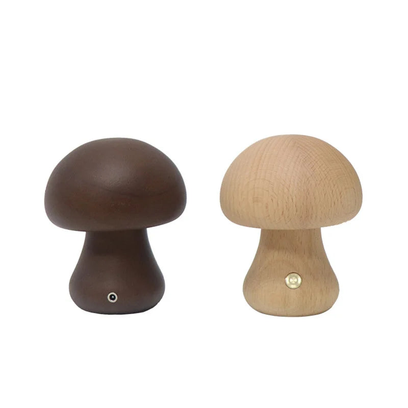 Wood Mushroom Lamp – Playful LED Lighting with Touch Control for Children or Cozy Corners