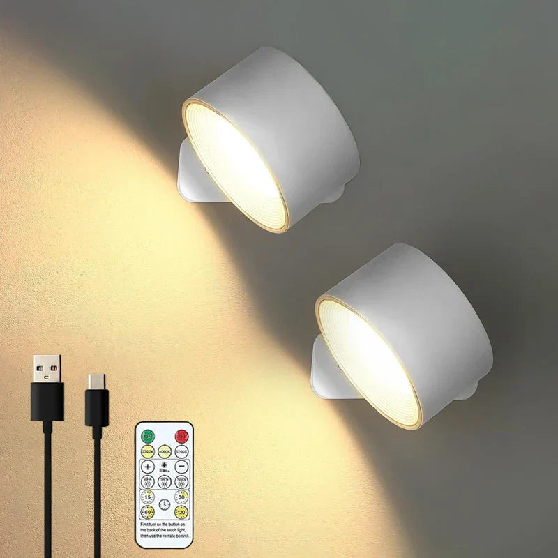 Rechargeable Wall Lamp – Cylindrical Design in White for Bedroom, Living Room or Hallway with Anstäländer