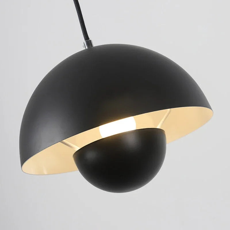 Scandinavian Pendant Light – Matte Black, Semi-Circular Shape for the Dining Room or Living Room