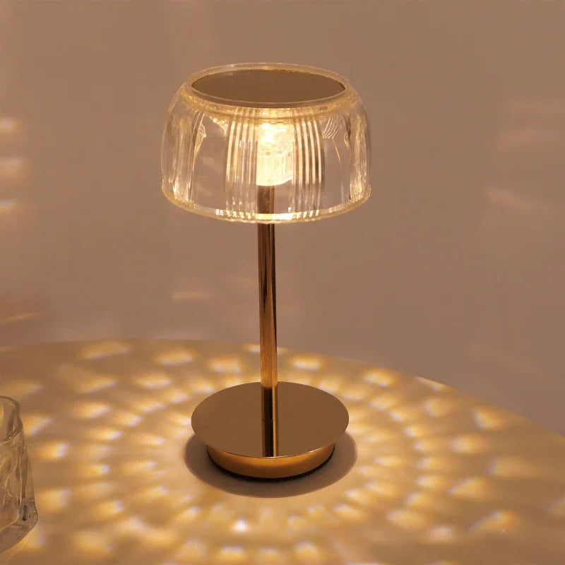 Rechargeable Crystal Table Lamp – Gold, Dimmable Design for Bedroom or Living Room